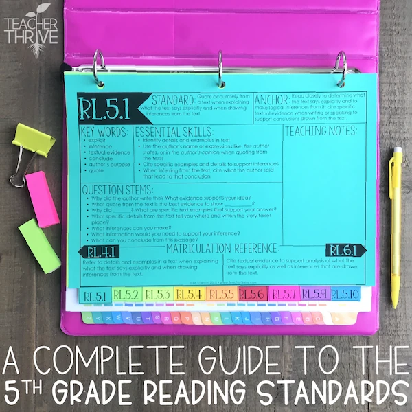 A Complete Guide to the Fifth Grade Reading Standards