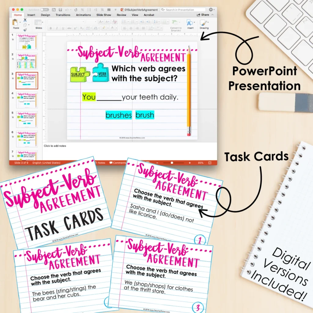 3rd Grade Grammar Unit: Subject-Verb Agreement — Image 3