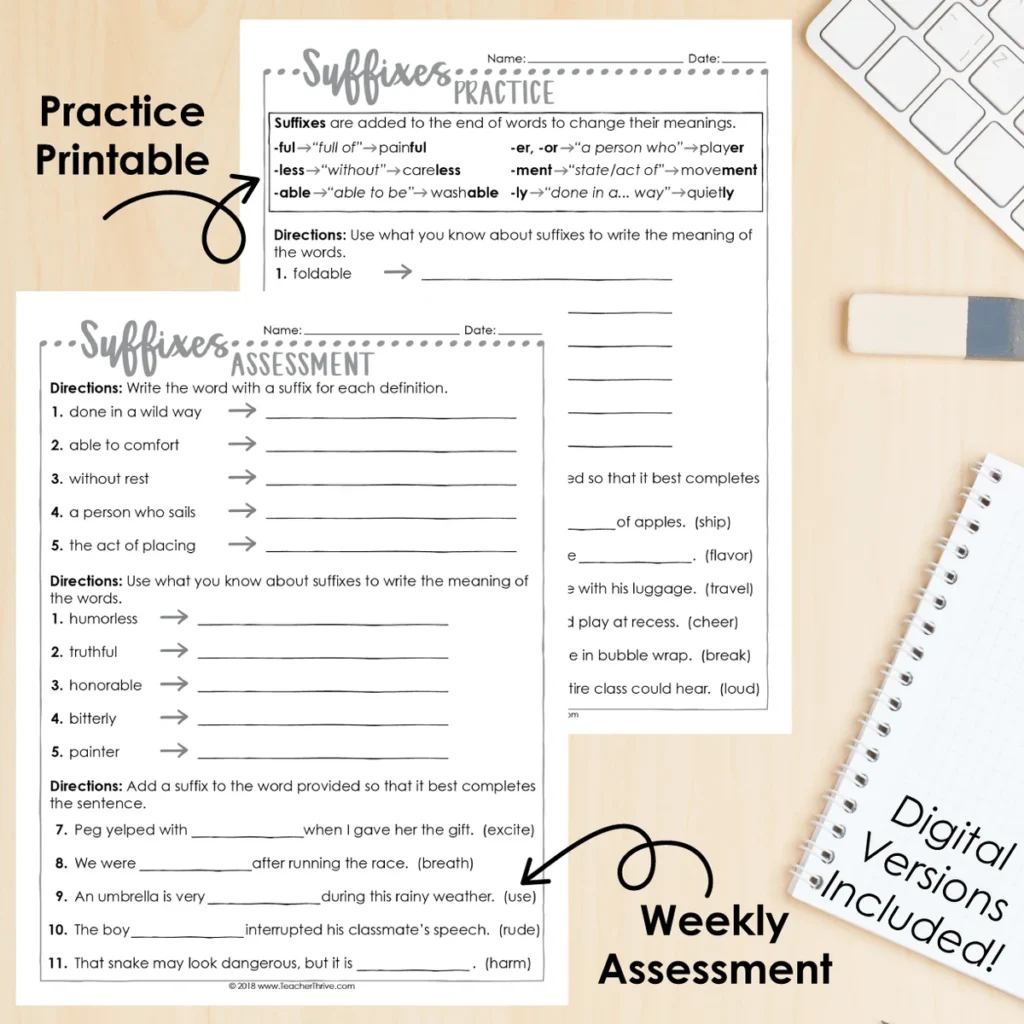 3rd Grade Grammar Unit: Suffixes — Image 2