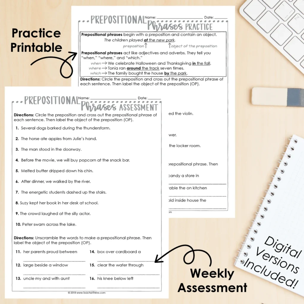 4th Grade Grammar Unit: Prepositional Phrases — Image 2