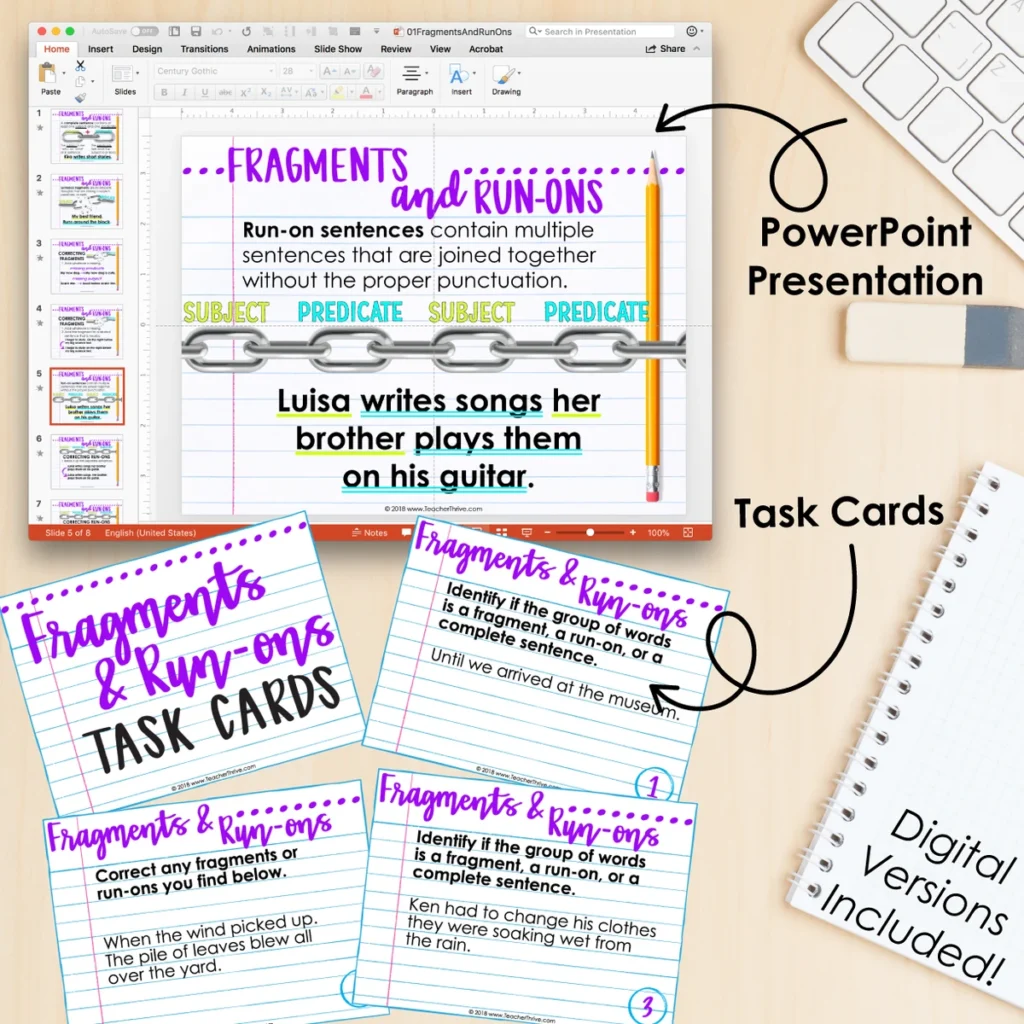 4th Grade Grammar Unit: Correcting Fragments and Run-ons — Image 3