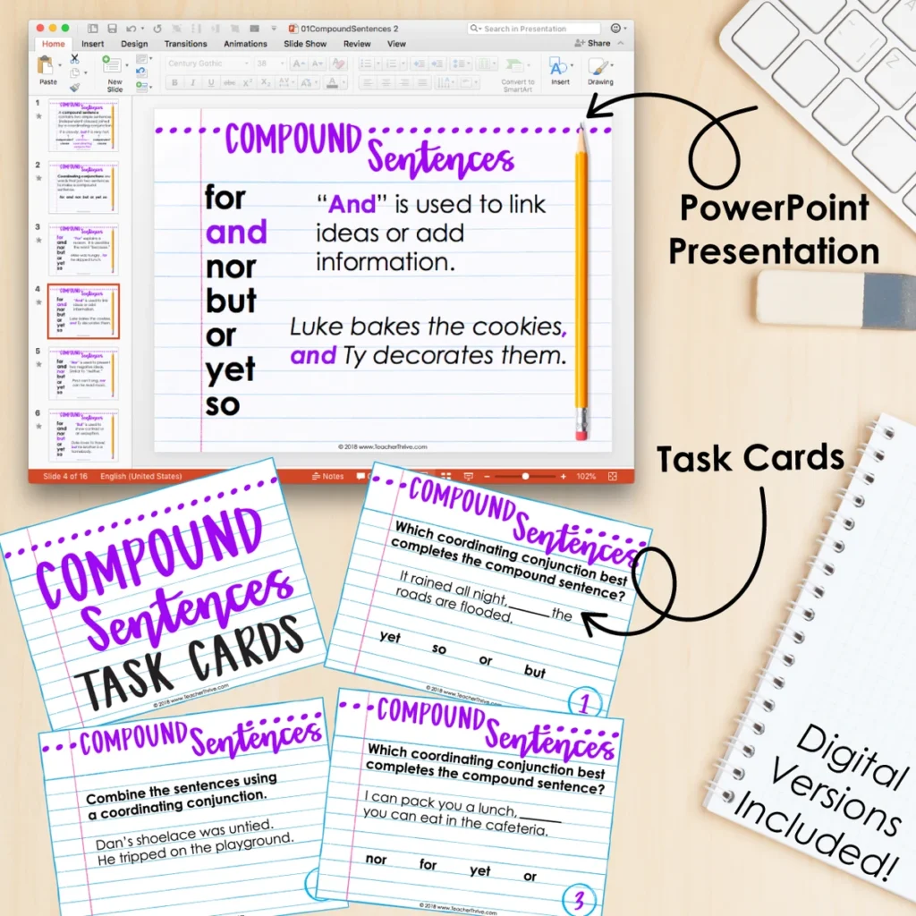 4th Grade Grammar: Compound Sentences & Coordinating Conjunctions — Image 3
