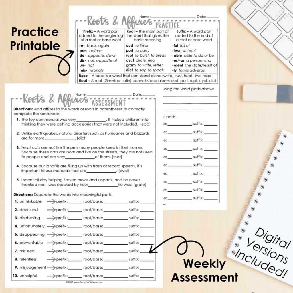 4th Grade Grammar Unit: Prefixes, Greek and Latin Roots, Suffixes — Image 2