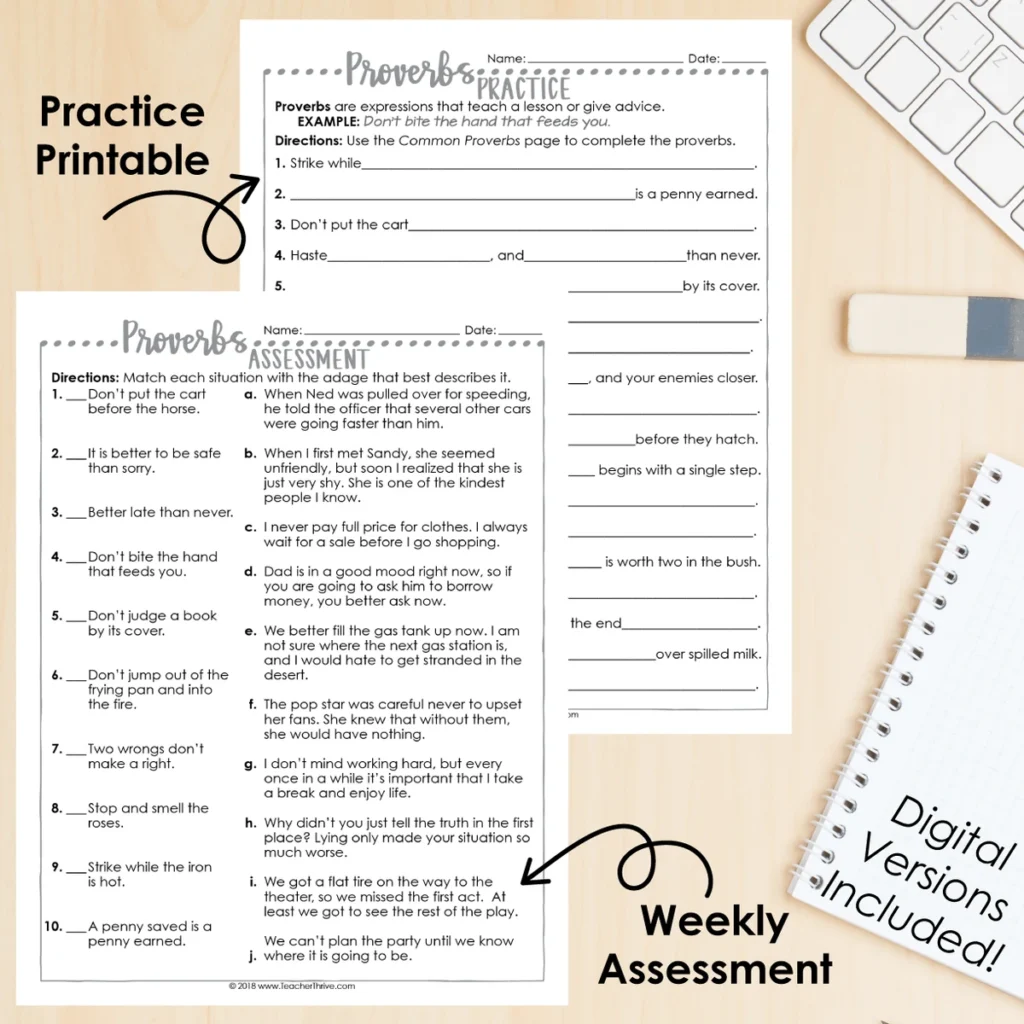 4th Grade Grammar Unit: Proverbs — Image 2