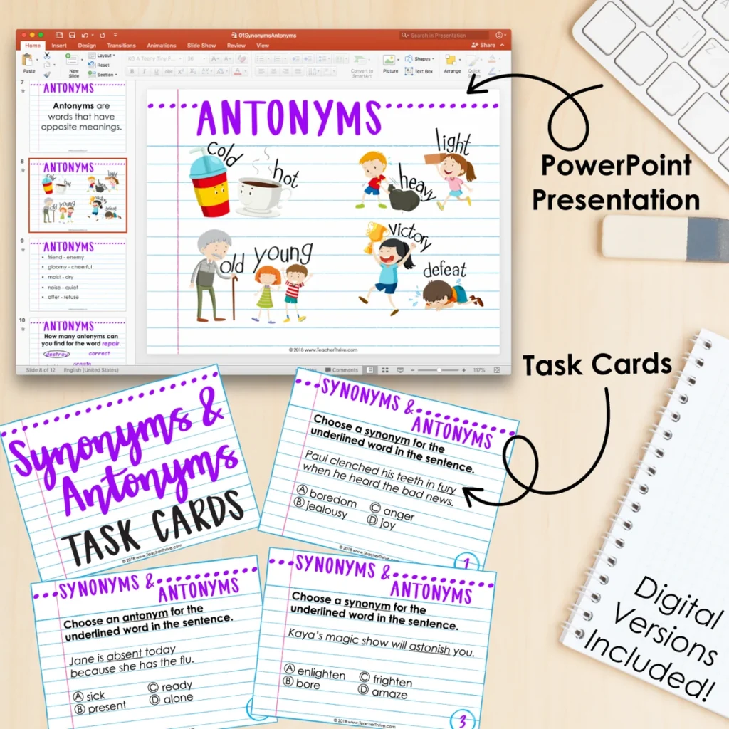 4th Grade Grammar Unit: Synonyms and Antonyms — Image 3