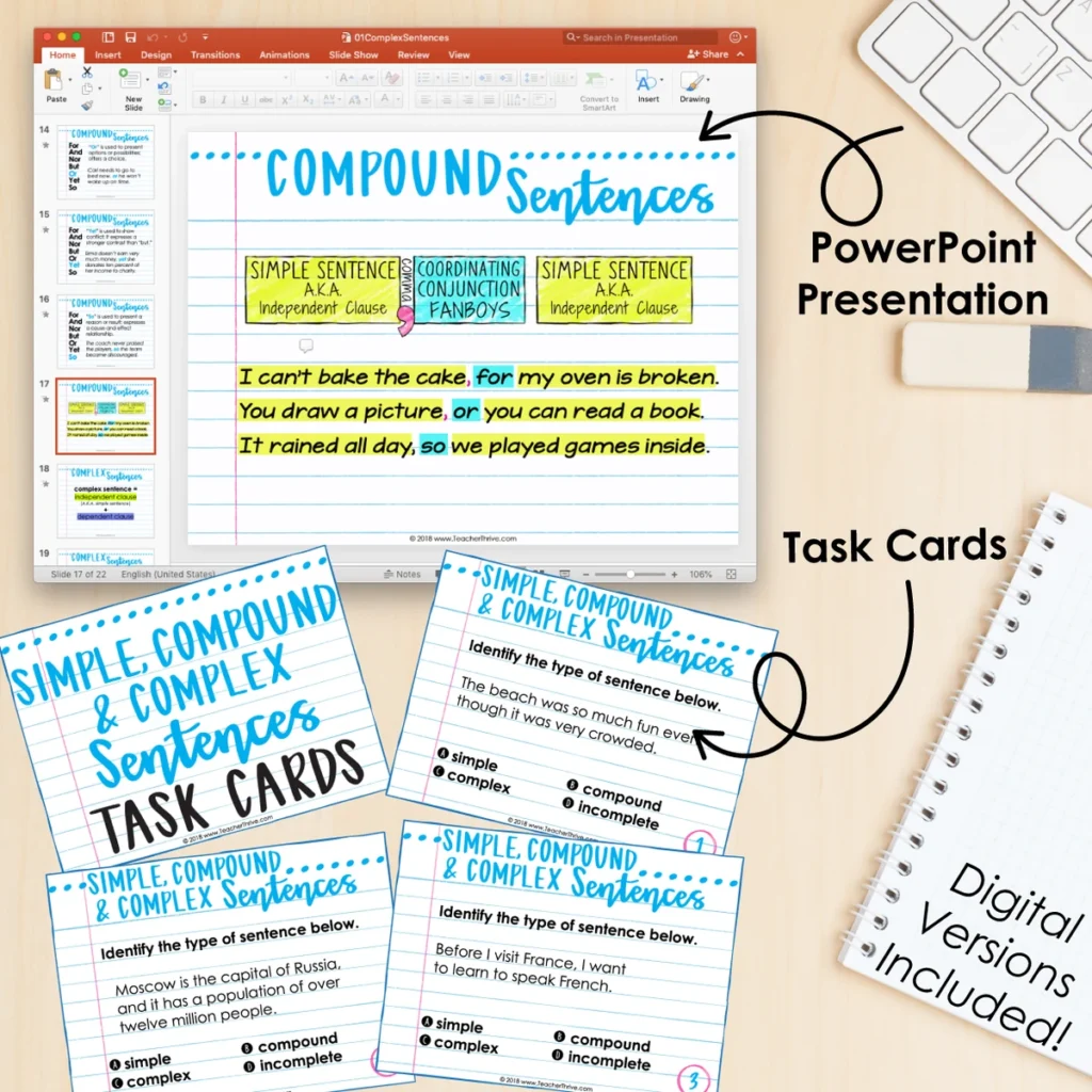 5th Grade Grammar Unit: Simple, Compound & Complex Sentences — Image 3