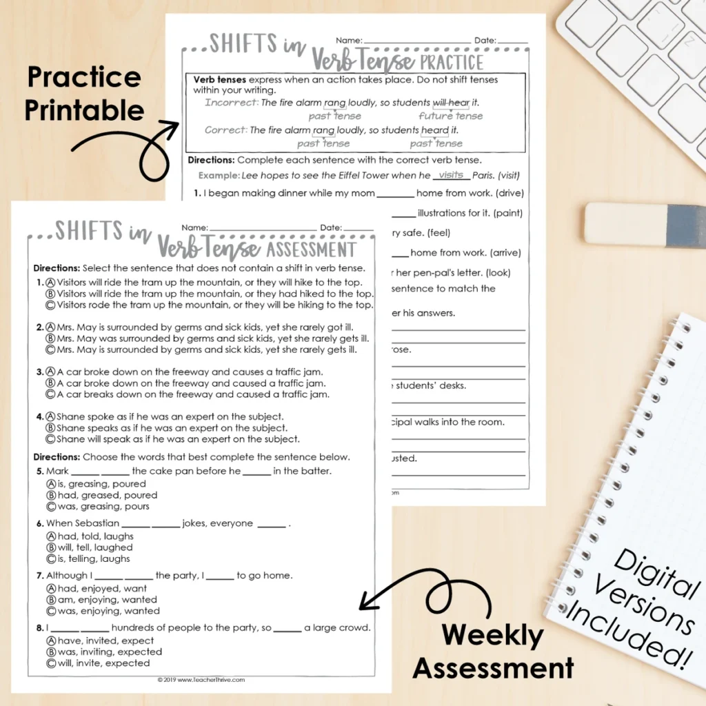 5th Grade Grammar Unit: Shifts in Verb Tense — Image 2