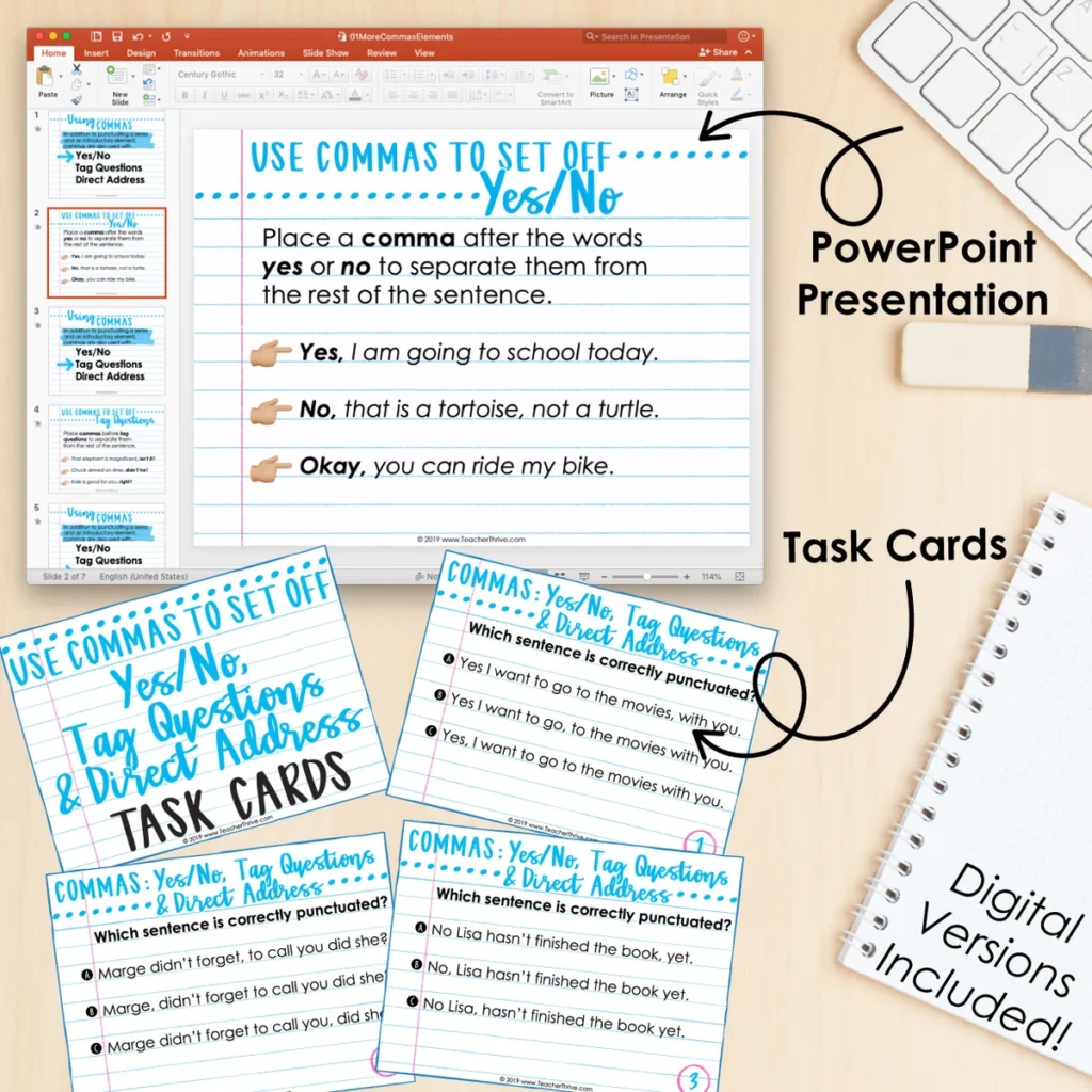 5th Grade Grammar Unit: Commas for Yes/No, Tag Questions & Direct Address — Image 3