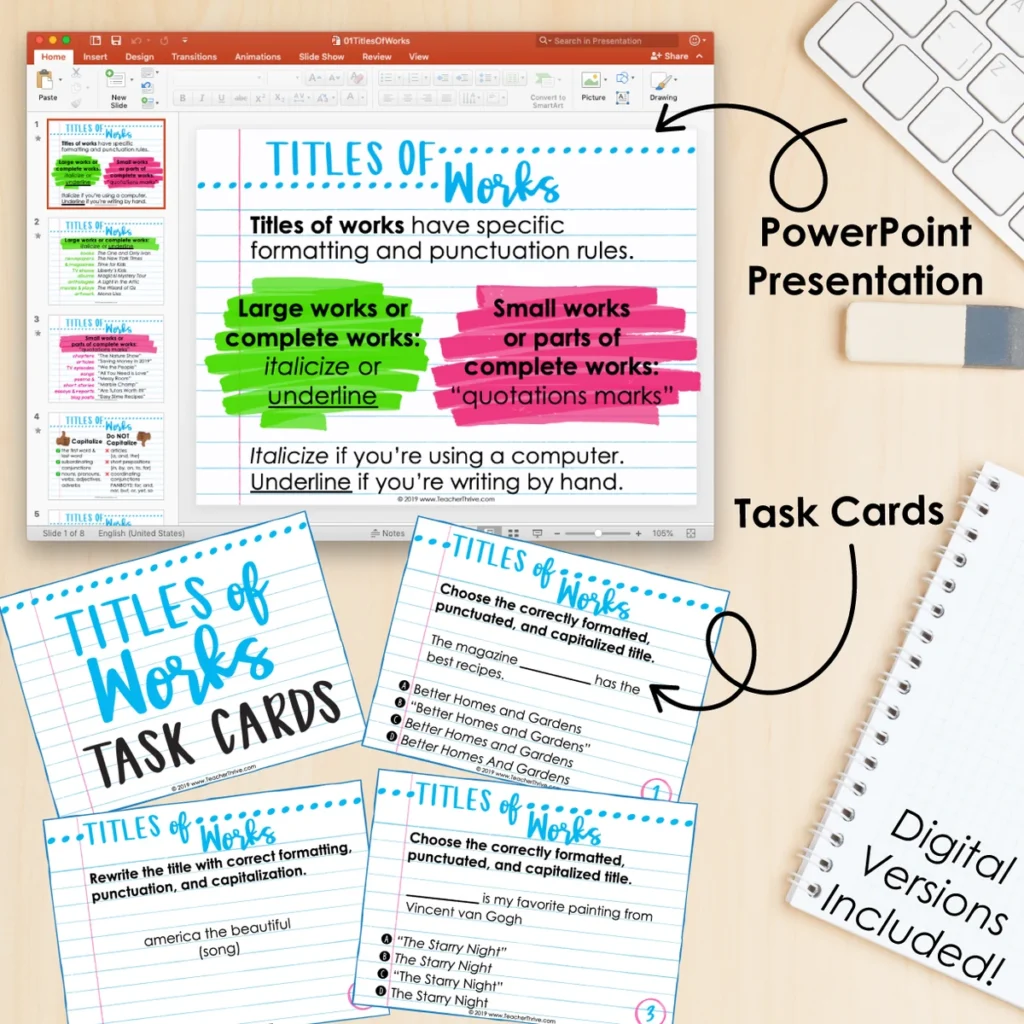 5th Grade Grammar Unit: Titles of Works — Image 3