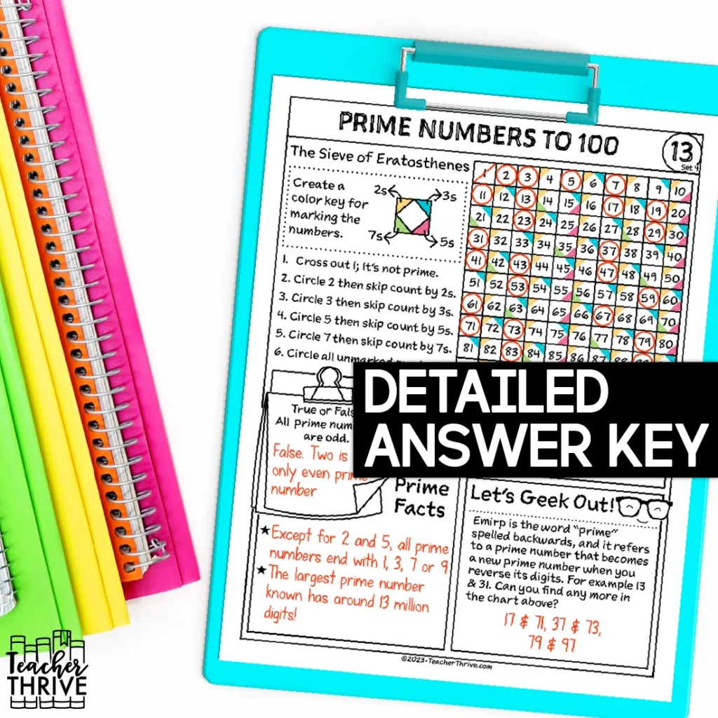 4th Grade Math Prime Numbers to 100 Doodle Page Sketch Notes — Image 4