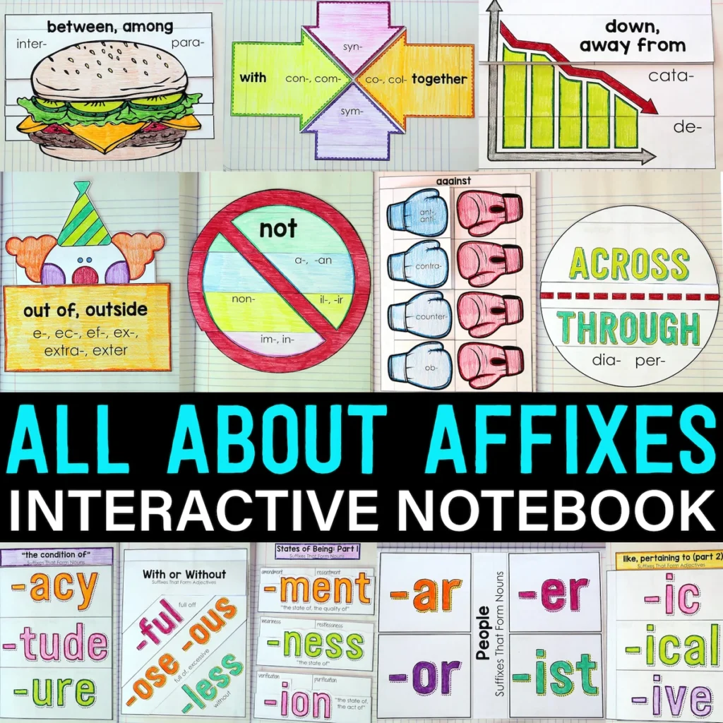 Prefixes and Suffixes Interactive Notebook Morphology