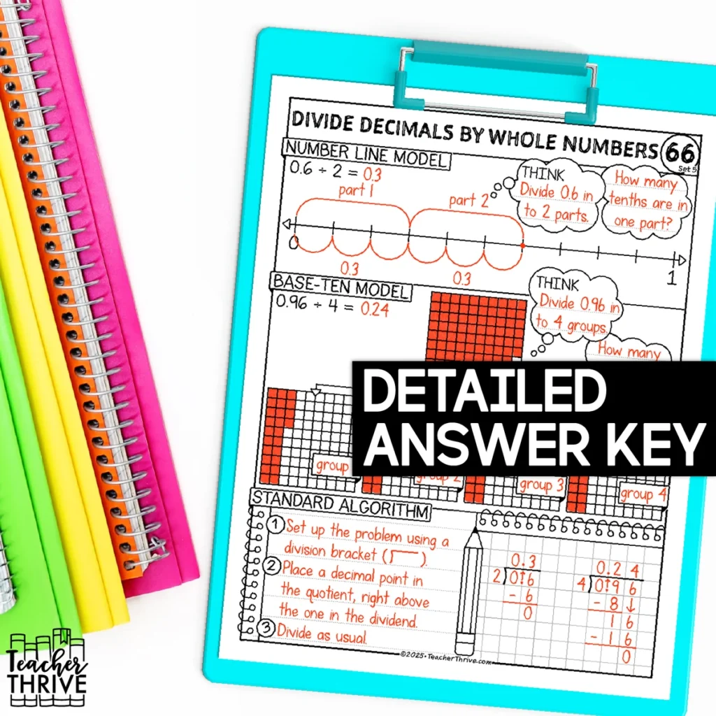 5th Grade Math Divide Decimals by Whole Numbers Doodle Page Sketch Notes — Image 4