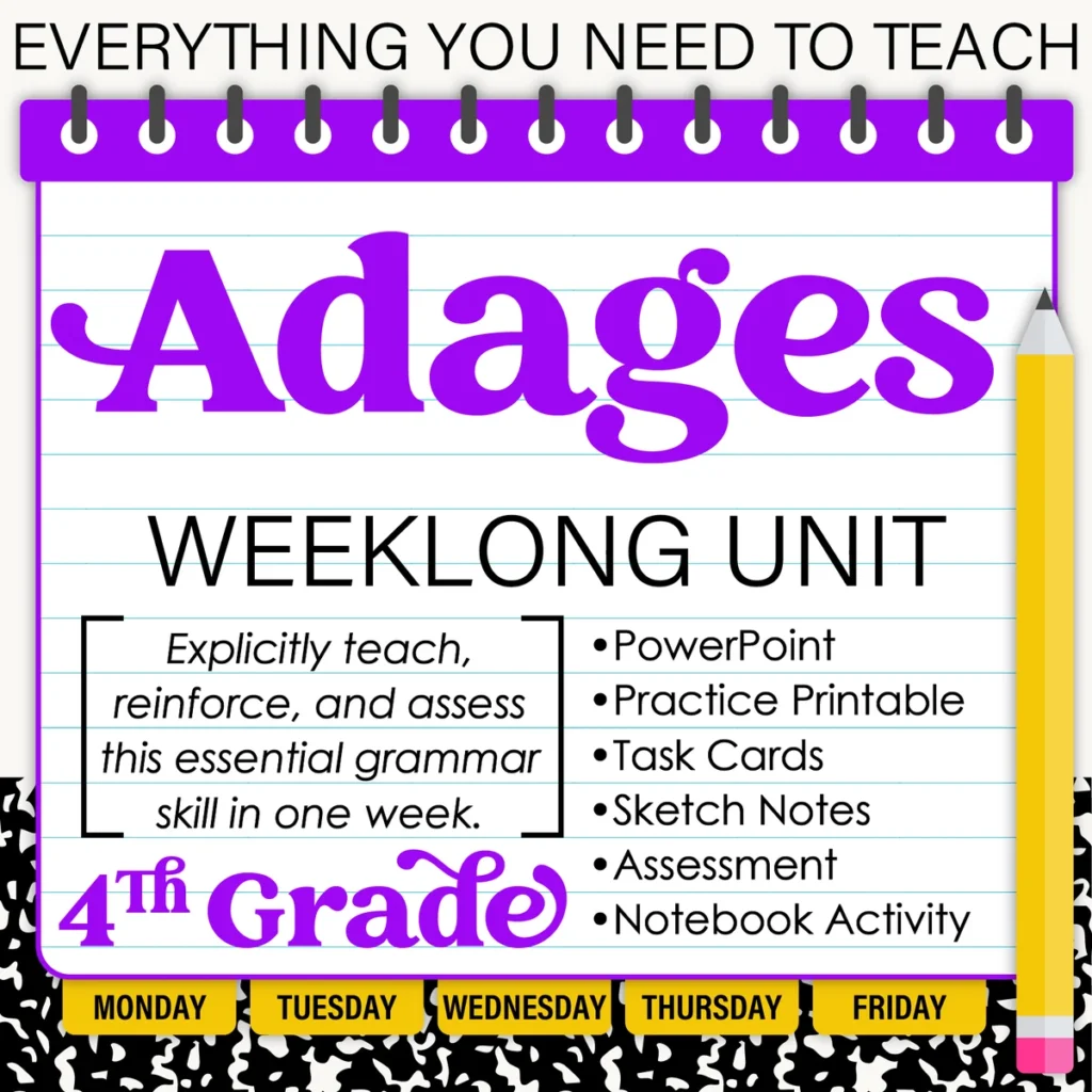 4th Grade Grammar Unit: Adages