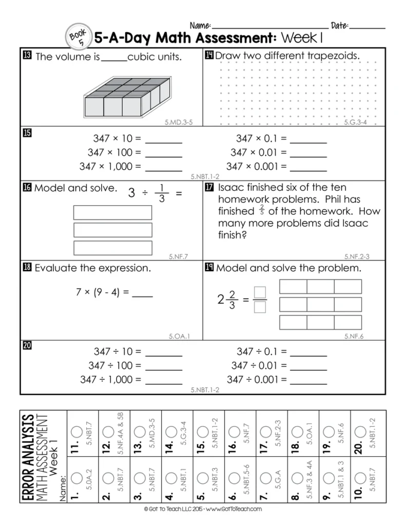 5th Grade MATH Weekly Assessments Math Quizzes [Editable] Test Prep — Image 3