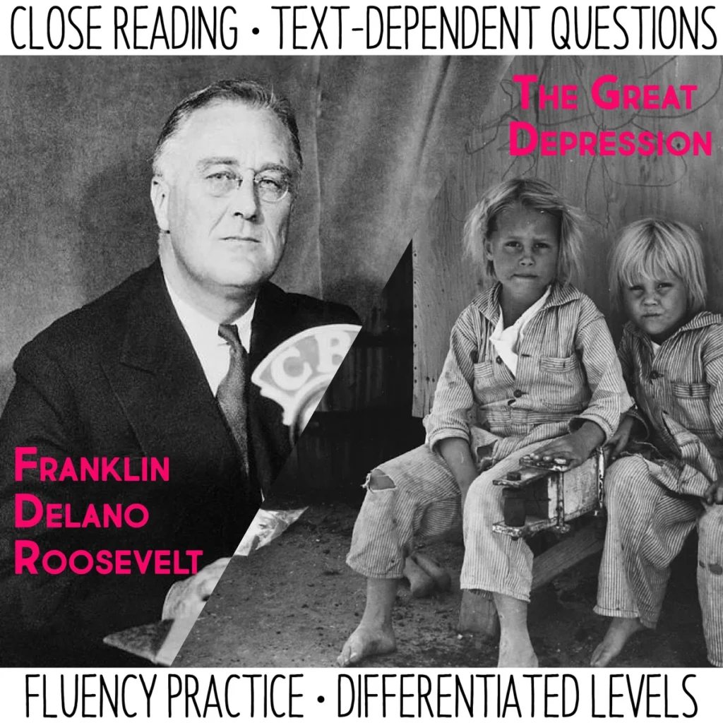 Close Reading and Fluency Practice  FDR & The Great Depression