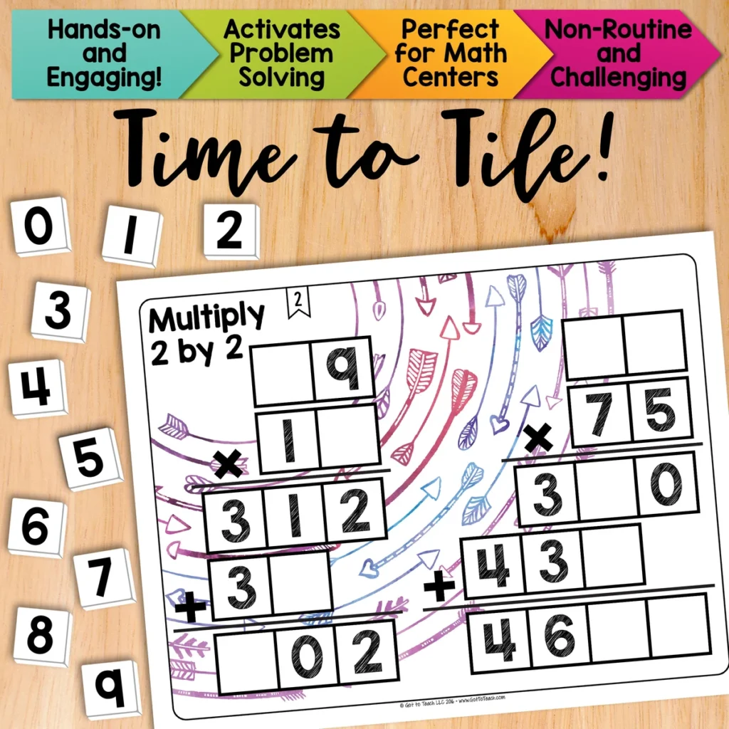 Multiply 2 by 2 Math Centers Math Tiles