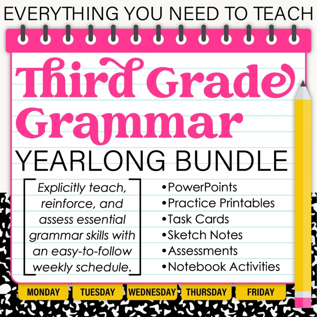 3rd Grade Grammar Bundle | Grammar Worksheets, Units, Practice & Assessments