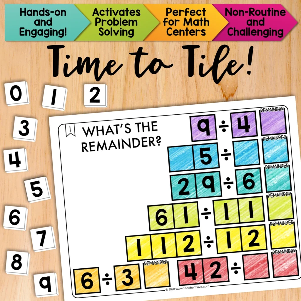 Division with Remainders Math Center Math Tiles