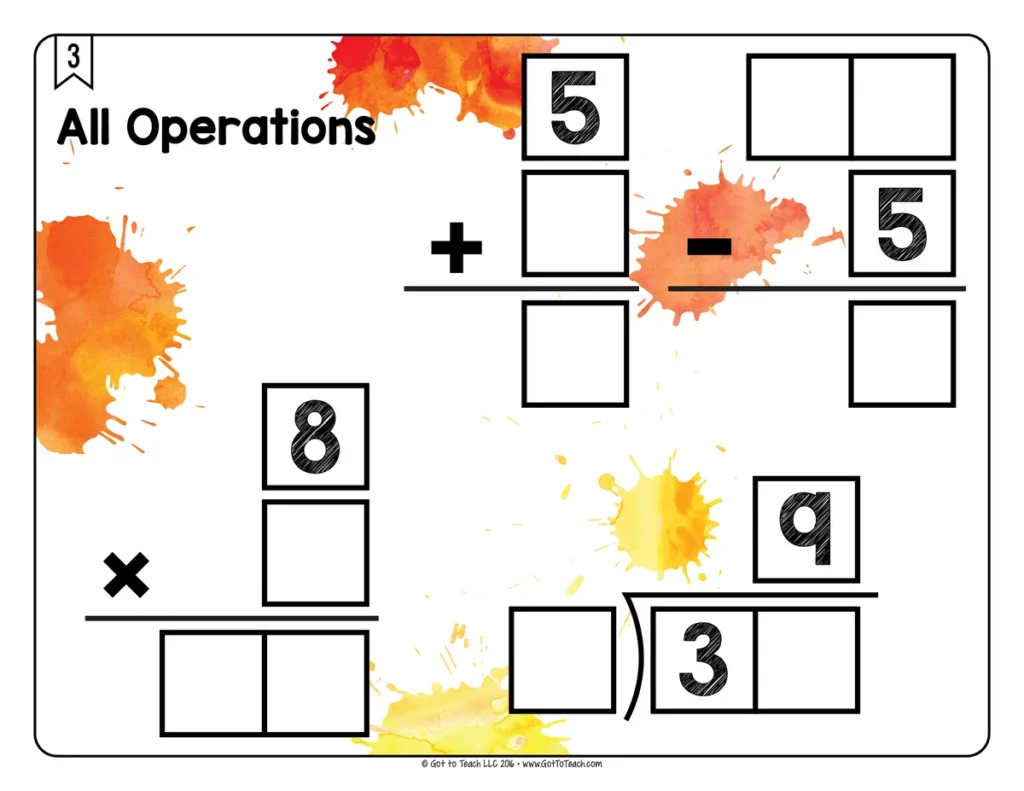 All Operations {Add, Subtract, Multiply, & Divide} Math Centers Math Tiles — Image 3