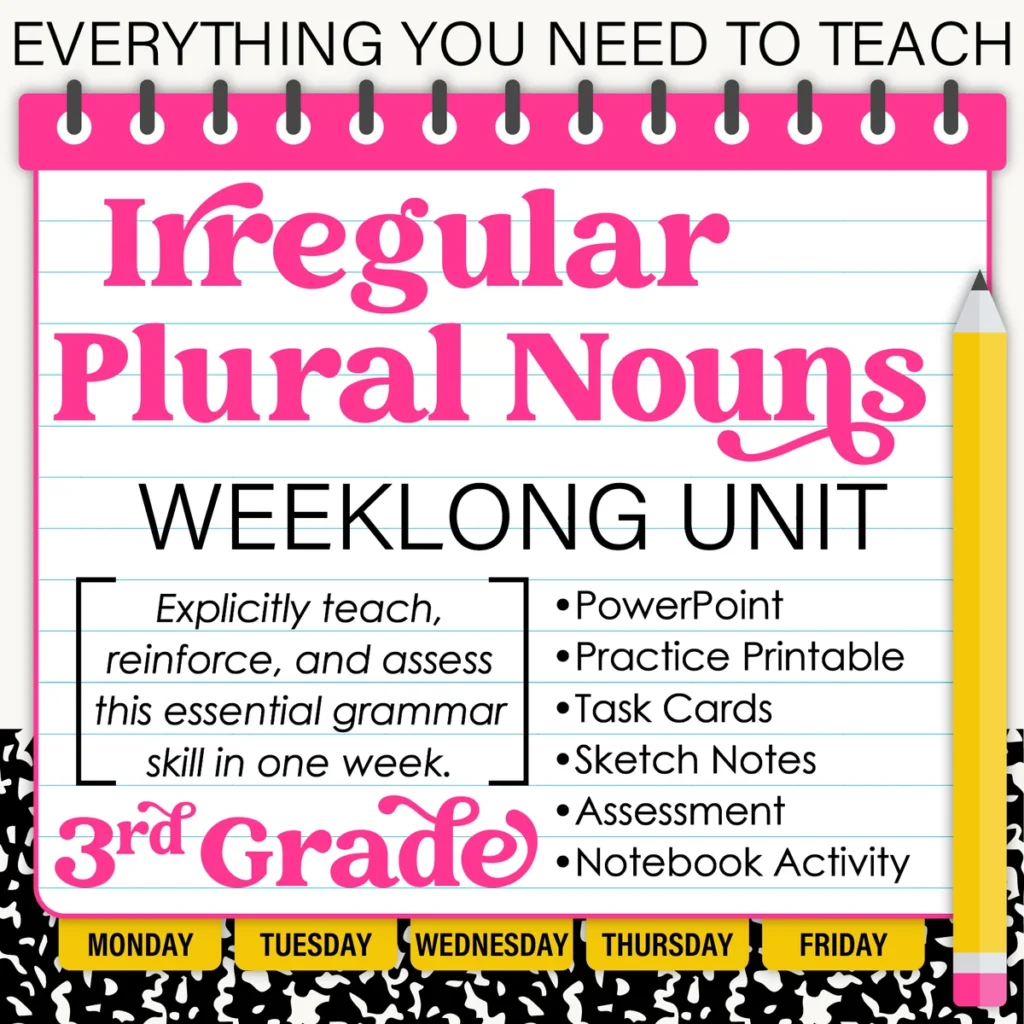 3rd Grade Grammar Unit: Irregular Plural Nouns