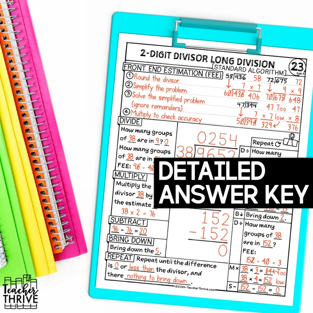 5th Grade Math Long Division Standard Algorithm [2-Digit Divisor] Sketch Notes — Image 4