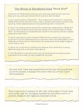 "Book Bits": a Fun Pre-reading Activity for The Witch of Blackbird Pond — Image 2