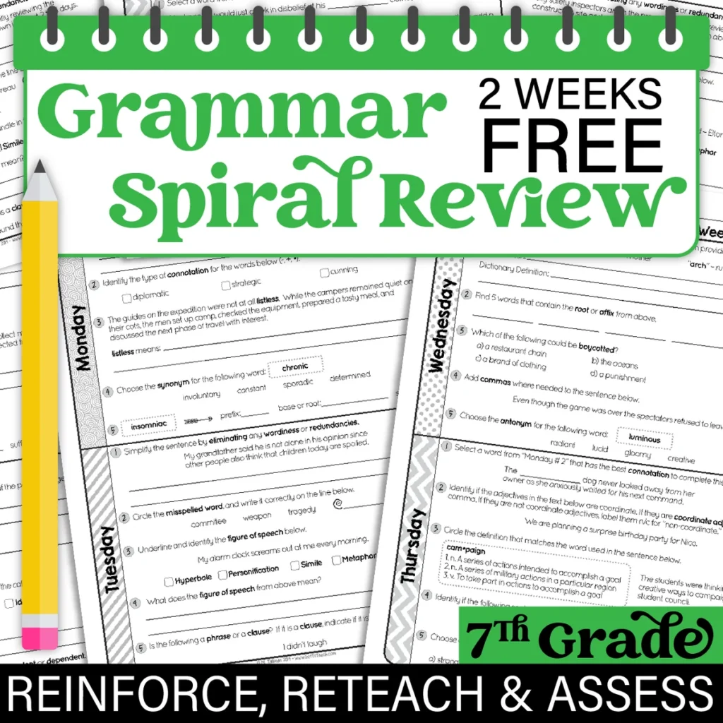 FREE 7th Grade Daily Language Review - 2 Weeks