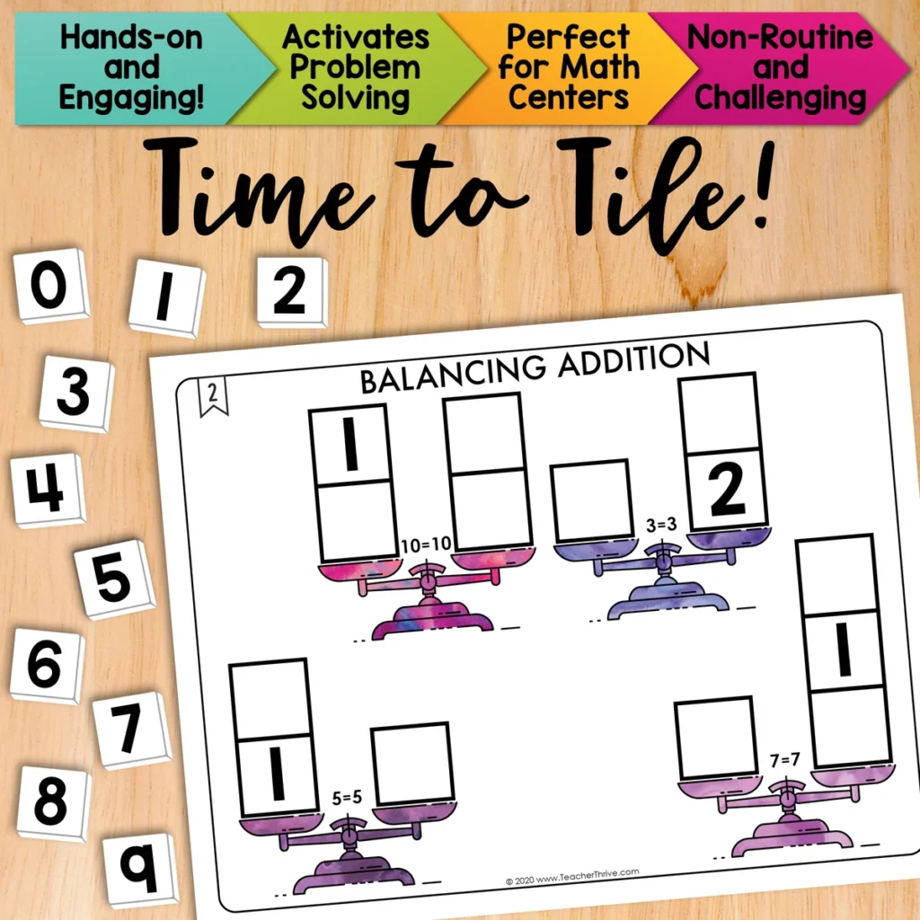 Balancing Addition Math Centers Math Tiles