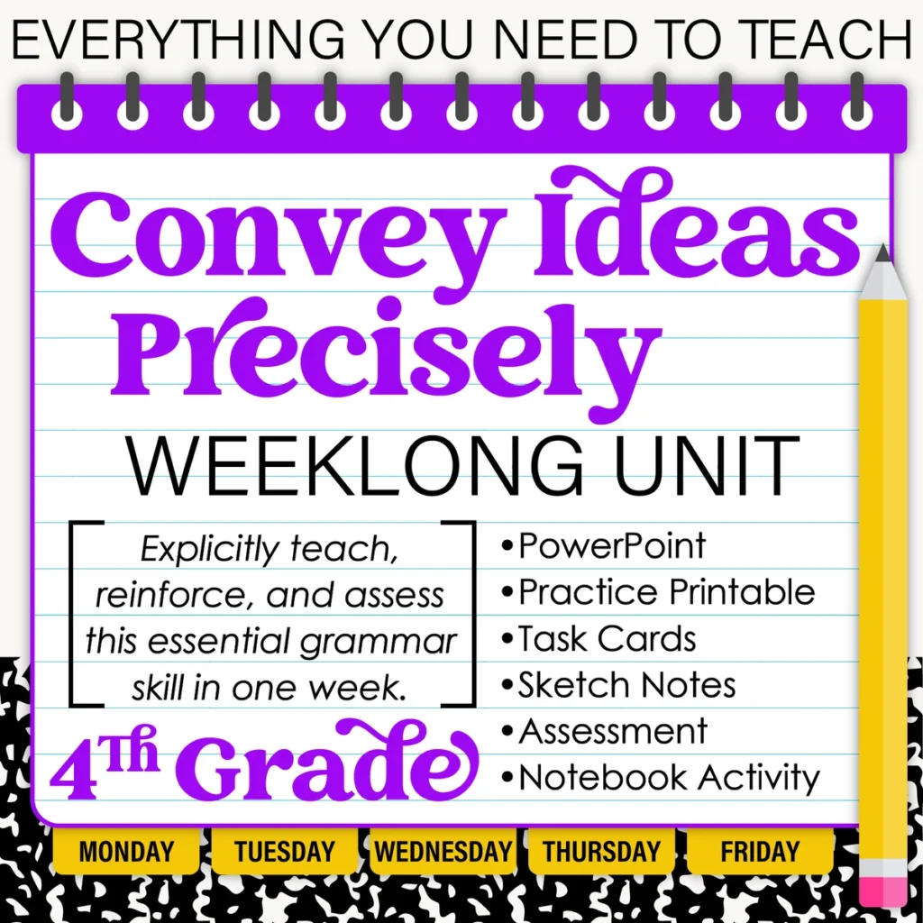 4th Grade Grammar Unit: Convey Ideas Precisely