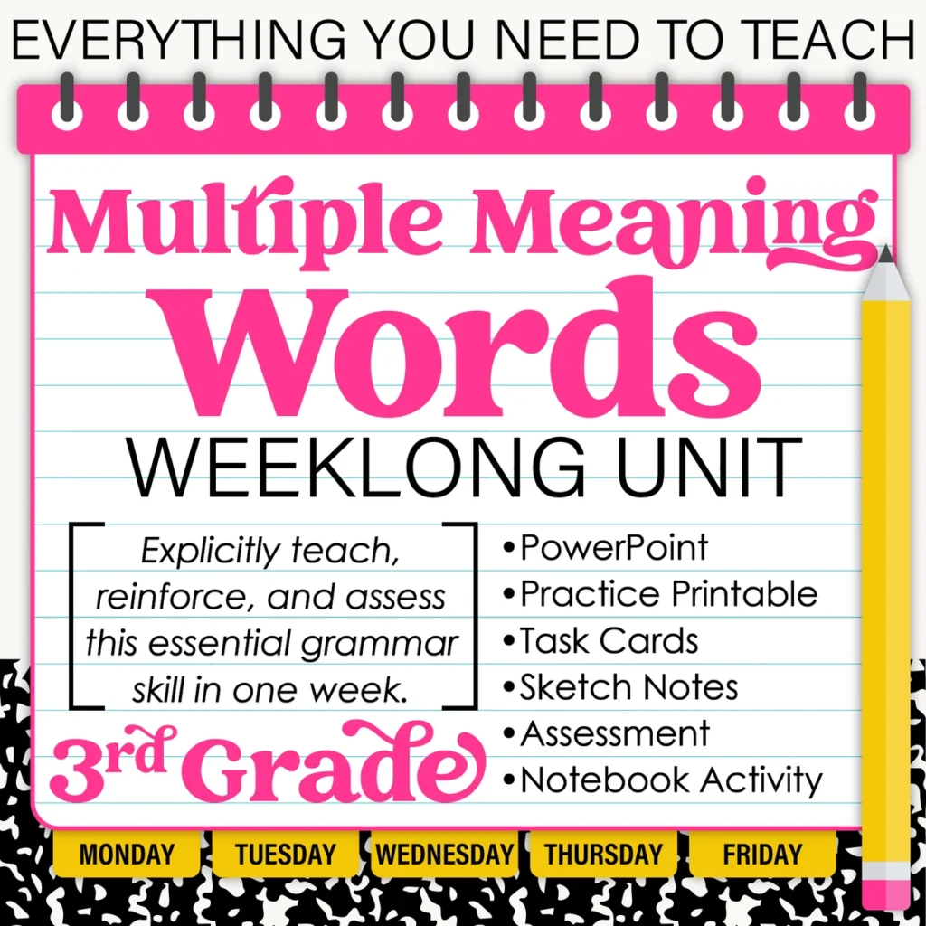 3rd Grade Grammar Unit: Multiple Meaning Words