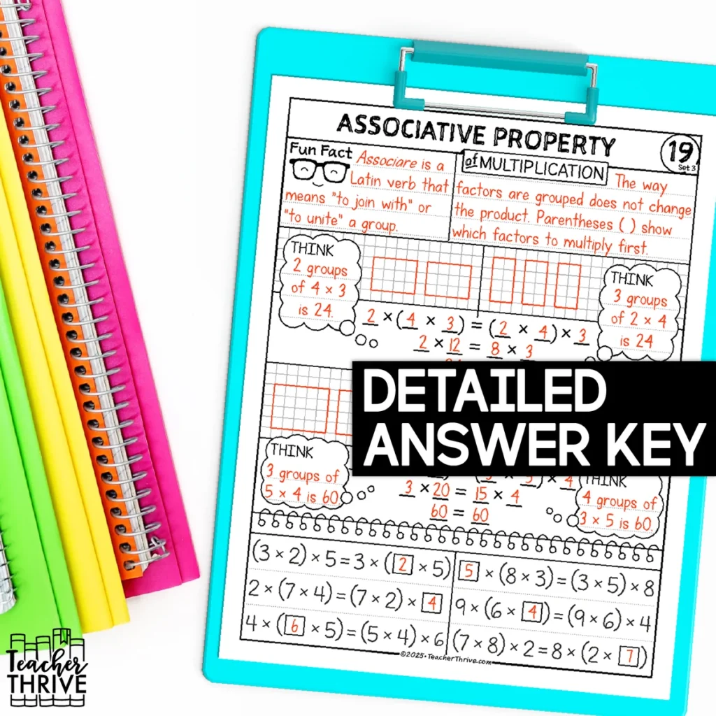 3rd Grade Math Associative Property of Multiplication Doodle Sketch Notes — Image 4