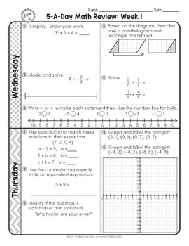 6th Grade Daily MATH Spiral Review Morning Work [EDITABLE] Test Prep — Image 3