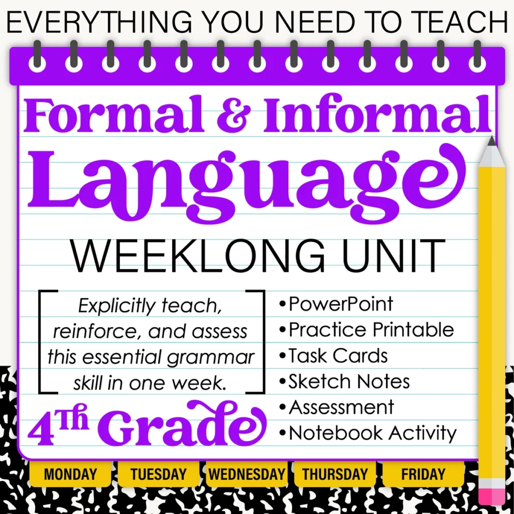 4th Grade Grammar Unit: Formal and Informal Language