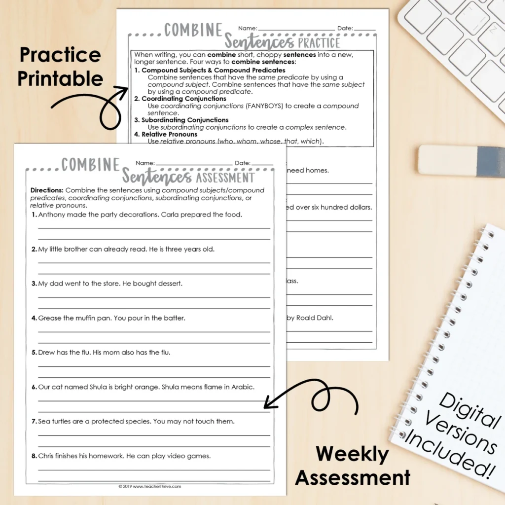 5th Grade Grammar Unit: Combine Sentences — Image 2