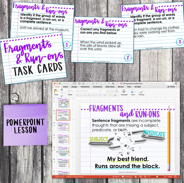 4th Grade Grammar Unit: Correcting Fragments and Run-ons — Image 3