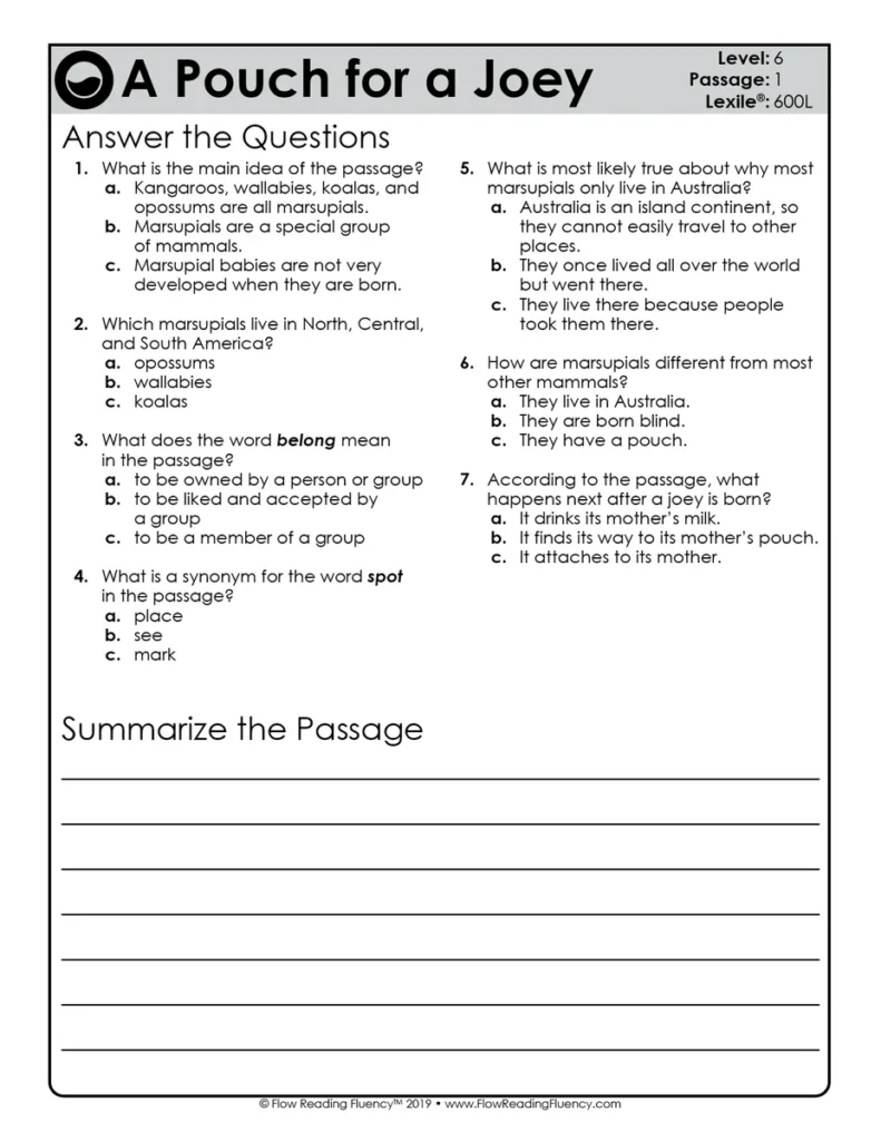 Reading Fluency and Reading Comprehension Level 6 (600L-700L) — Image 3
