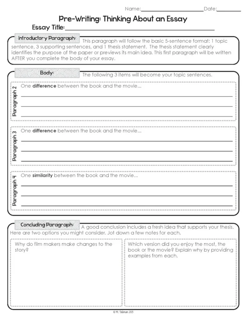 Book Vs. Movie: Writing a Compare and Contrast Opinion Essay — Image 2