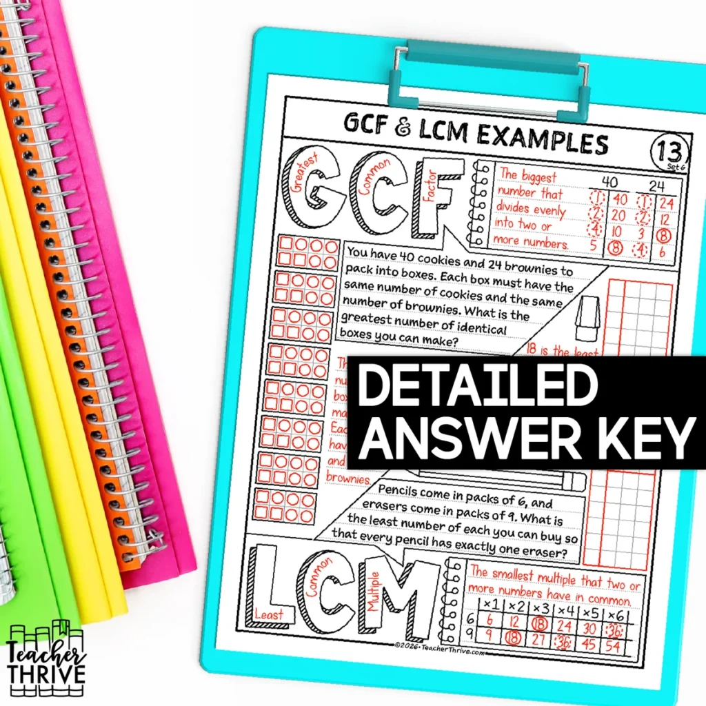 6th Grade Concrete Models/Examples of GCF and LCM Sketch Notes Doodle Page — Image 4