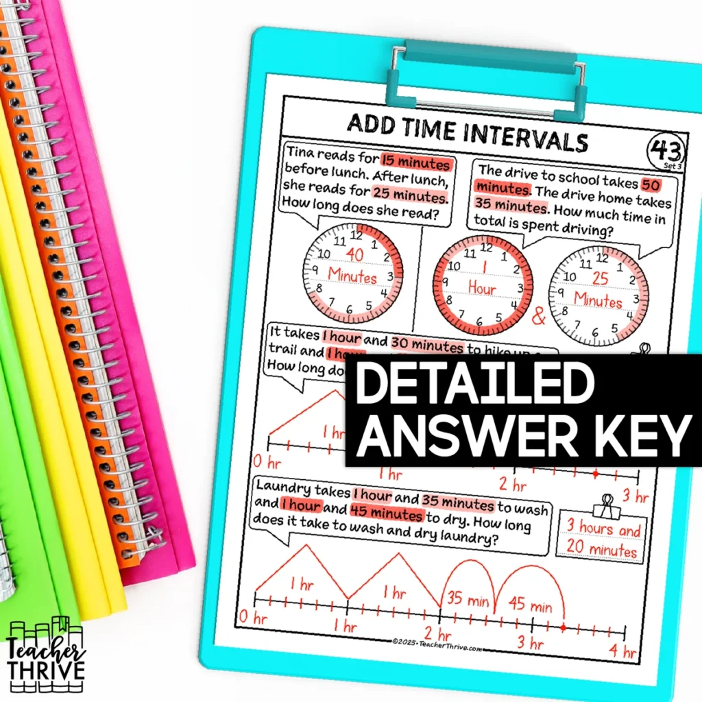 3rd Grade Math Adding Time Intervals Sketch Notes Doodle Page — Image 4