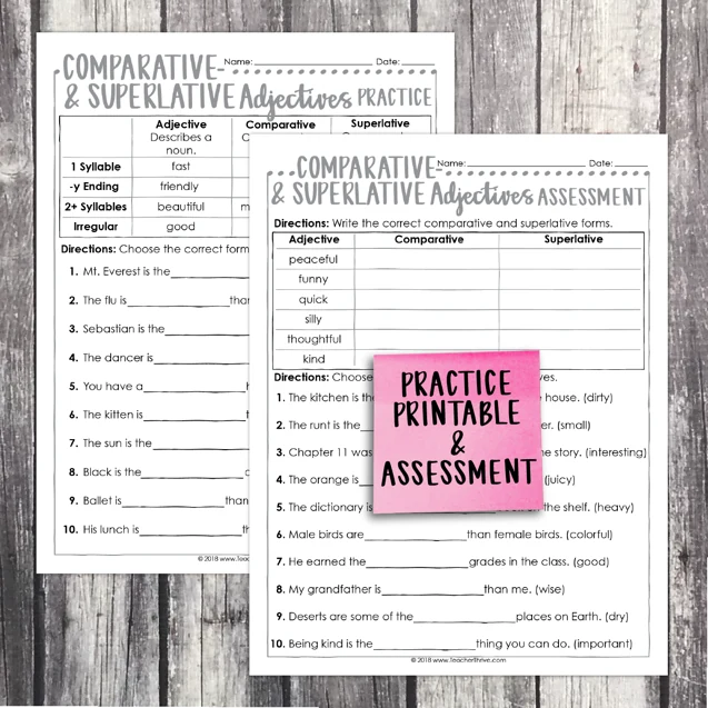3rd Grade Grammar Unit: Comparative and Superlative Adjectives — Image 2