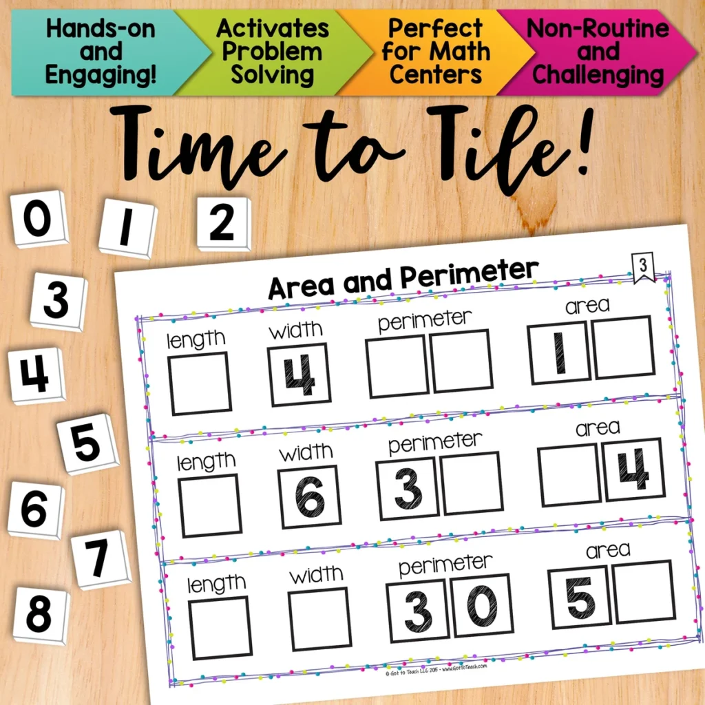 Area and Perimeter Math Centers Math Tiles