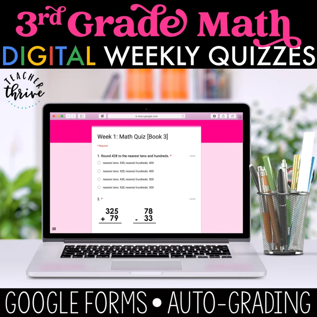 3rd Grade Weekly Math Assessments [DIGITAL]