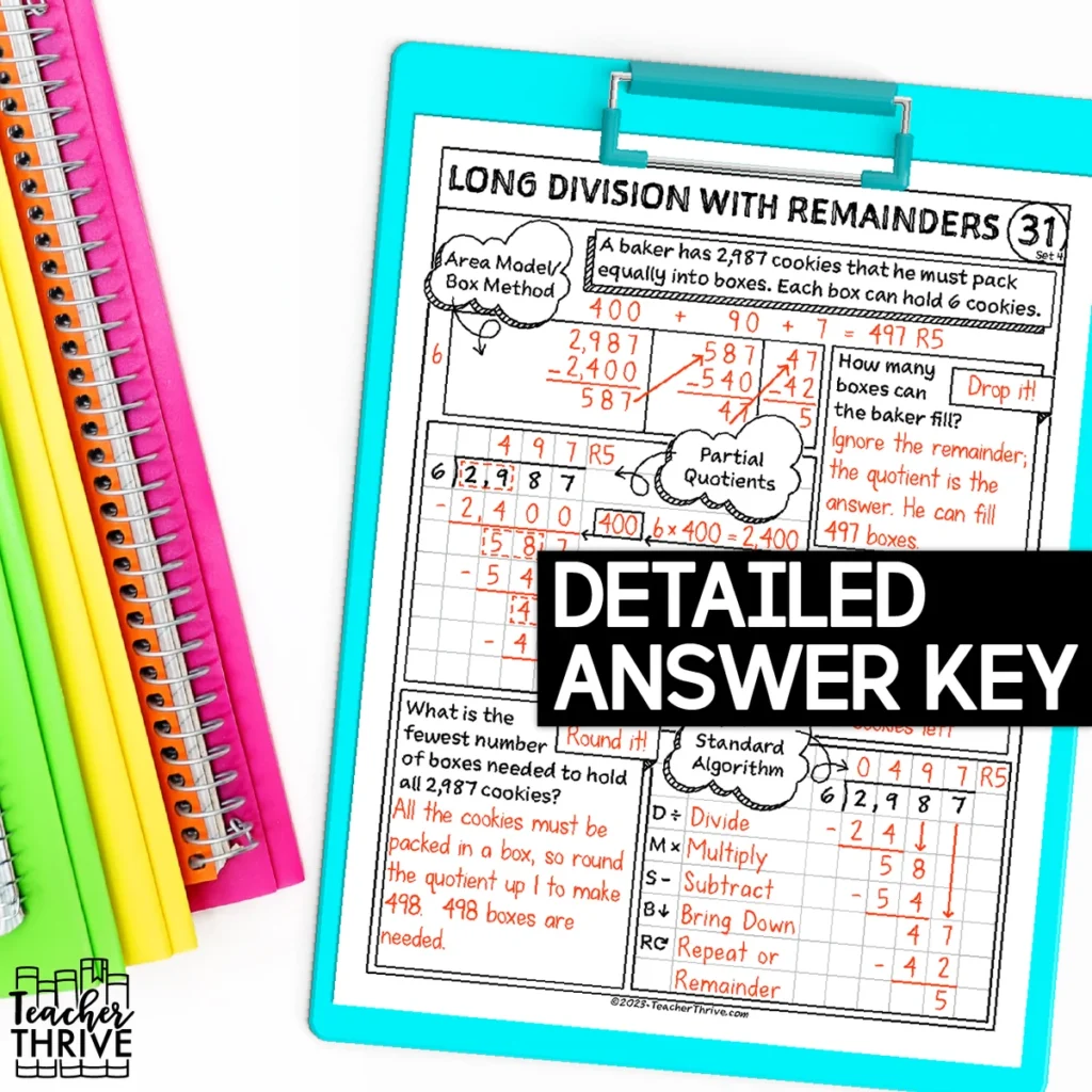 4th Grade Math Long Division and Interpreting Remainders Doodle Sketch Notes — Image 4