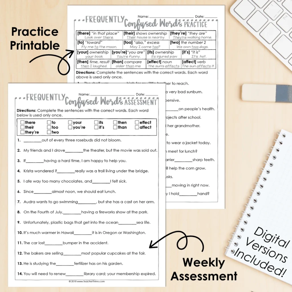 4th Grade Grammar Unit: Frequently Confused Words [FREE] — Image 2
