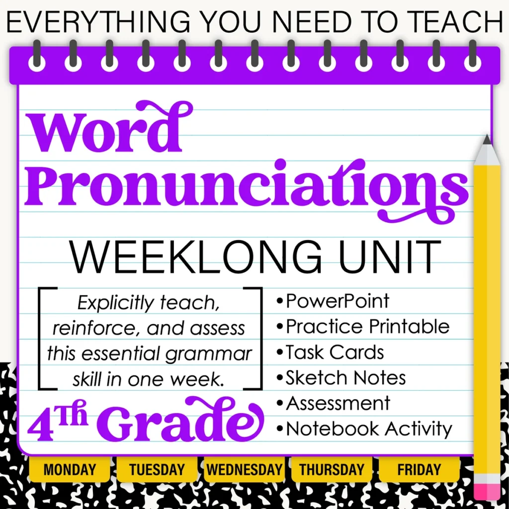 4th Grade Grammar Unit: Word Pronunciations