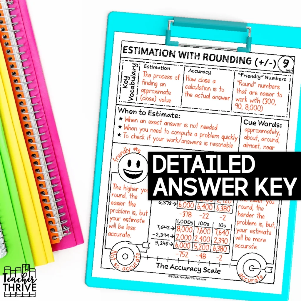 4th Grade Math Estimation and Rounding Whole Number Sketch Notes — Image 4