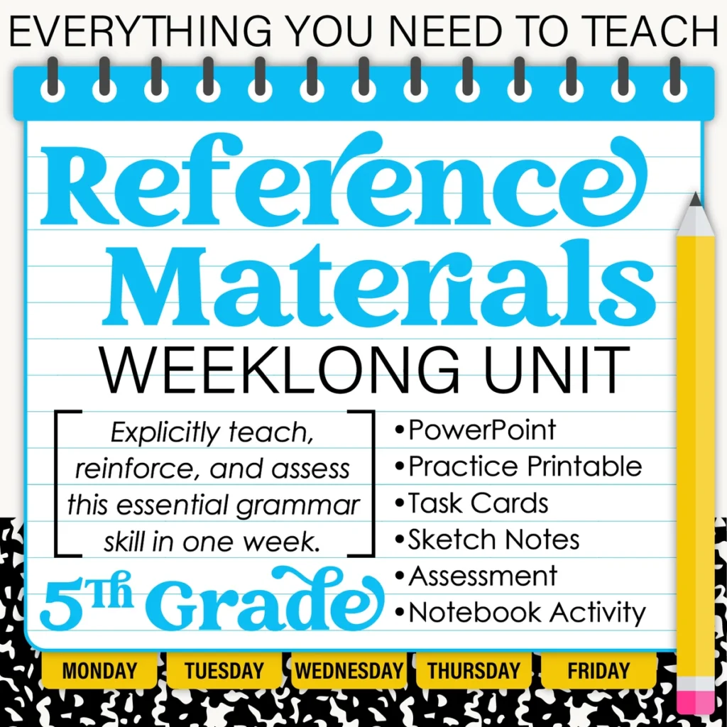 5th Grade Grammar Unit: Use Reference Materials
