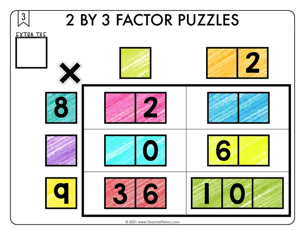 3 by 2 Factor Puzzles Math Centers Math Tiles — Image 4