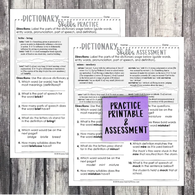 4th Grade Grammar Unit: Dictionary Skills — Image 2