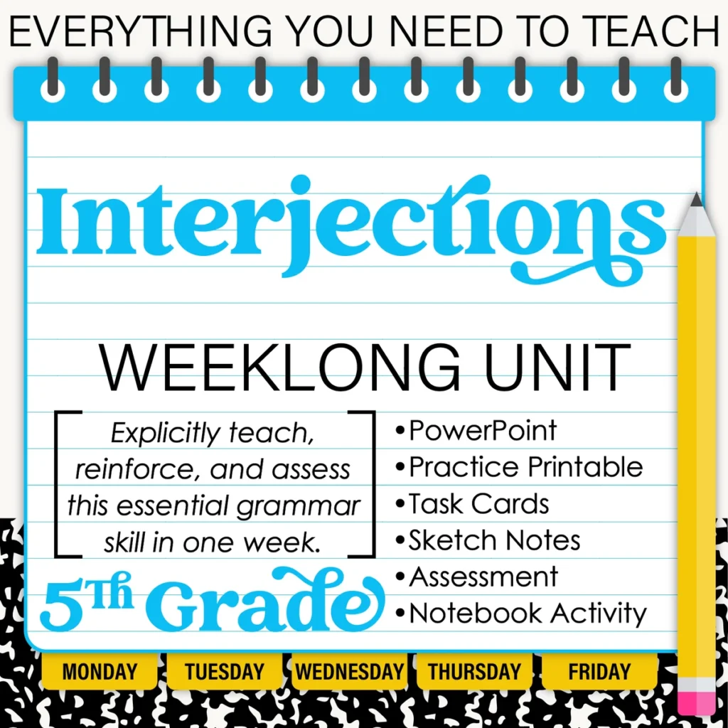 5th Grade Grammar Unit: Interjections